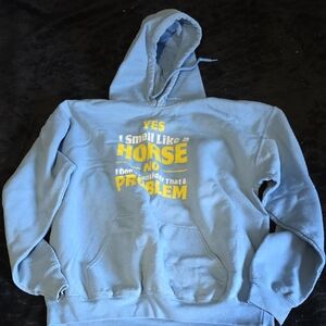 Gildan Light Blue Hoodie with Yellow & White Chest Print
